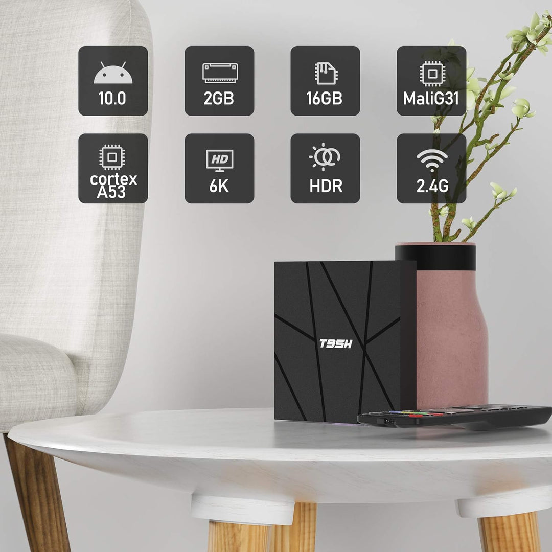 Android Tv Box 10.0 2 GB RAM 16 GB ROM Smart, T95H Allwinner H616 Quad-Core 2020 6K mit 64 Bit, H.26