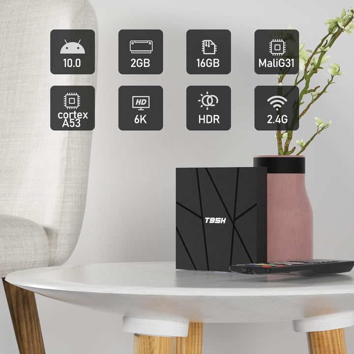 Android Tv Box 10.0 2 GB RAM 16 GB ROM Smart, T95H Allwinner H616 Quad-Core 2020 6K mit 64 Bit, H.26