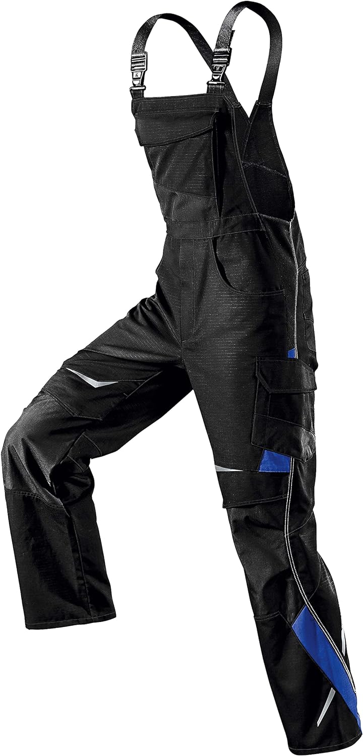 KÜBLER Workwear KÜBLER Pulsschlag Arbeits-Latzhose schwarz/Kornblumenblau 46 Schwarz/Kornblumenblau,