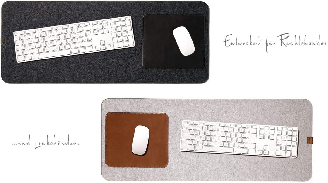 Pack &amp; Smooch Grosse Schreibtischunterlage Mouse Pad Matte -Moira- 74x30cm aus Merino Filz und Natur
