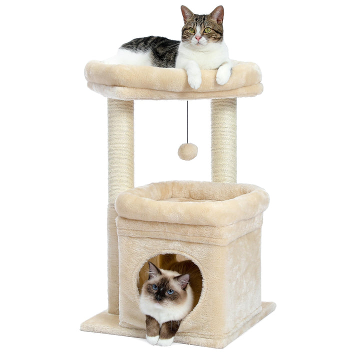 PAWZ Road Kleiner Katzenbaum, mehrstöckiger Katzenturm mit Sisal-überzogenem Kratzbaum, gemütlicher