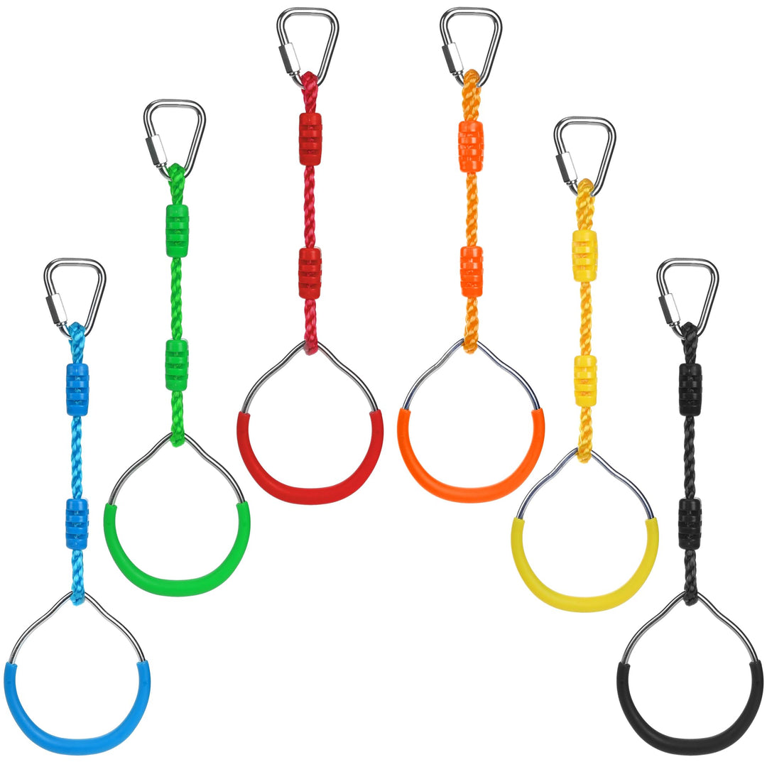 6 Stück Turnringe Kinder, Morwealth Klettern Ringe Trapeze Schaukel Bar Ringe, Gymnastik Seilringe G
