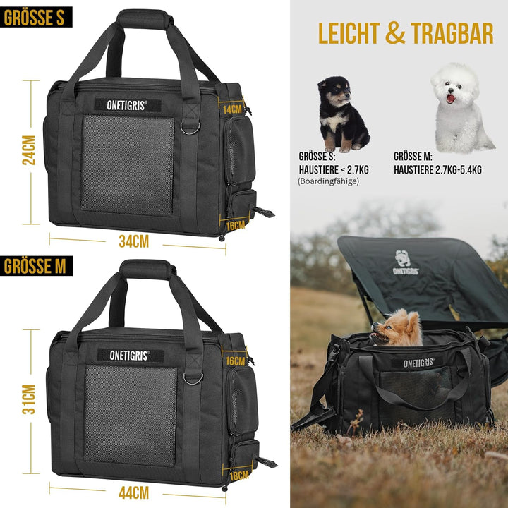 OneTigris Hundetasche für Kleine Hunde, Leichtgewicht Katzentransporttasche mit Mesh-Türen, Tragbar