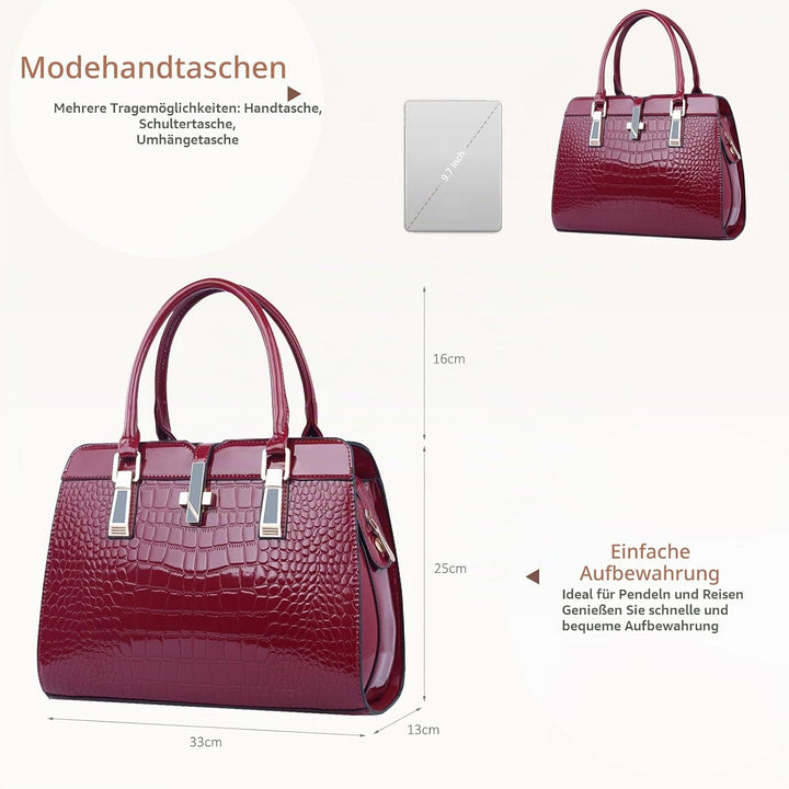Nicole&amp;Doris Damen Handtaschen Neue Umhängetasche Lackleder Shell Schultertasche Henkeltaschen Tasch