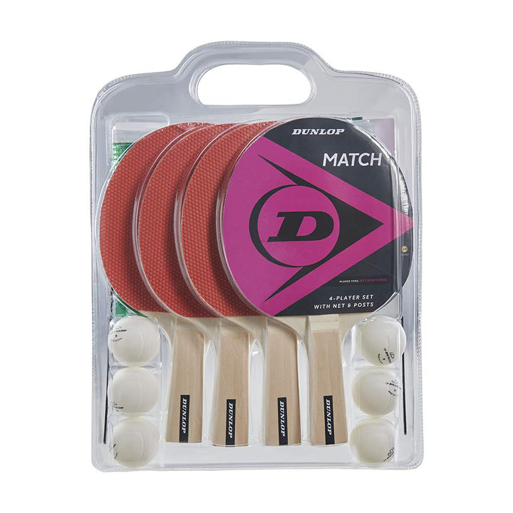 Dunlop Match 4 Player Tischtennis-Set inkl. Vier Schläger, sechs Bälle & Netz