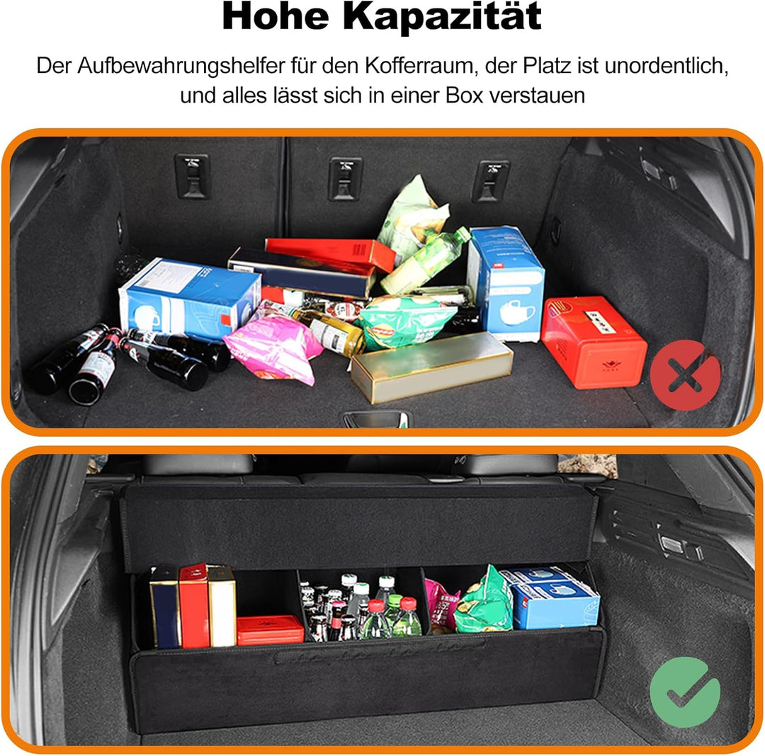 Ergocar Kofferraum Organizer, Doppelschicht Zusammenklappbarer Aufbewahrungsbox, PU-Leder Autotasche