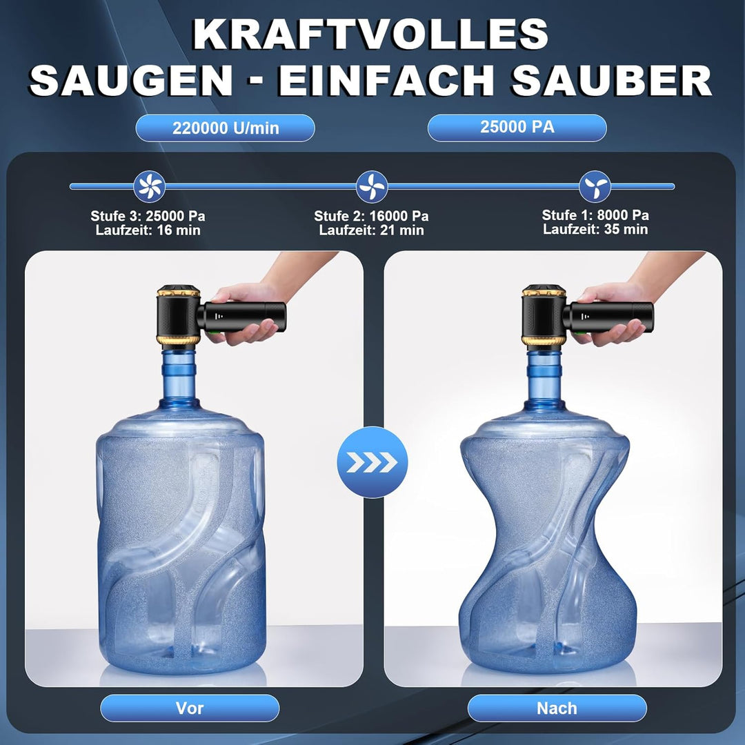 Handstaubsauger Akku 4-in-1, 25000PA Auto Staubsauger Stark, 3-Gang Handstaubsauger kabellos mit Bür