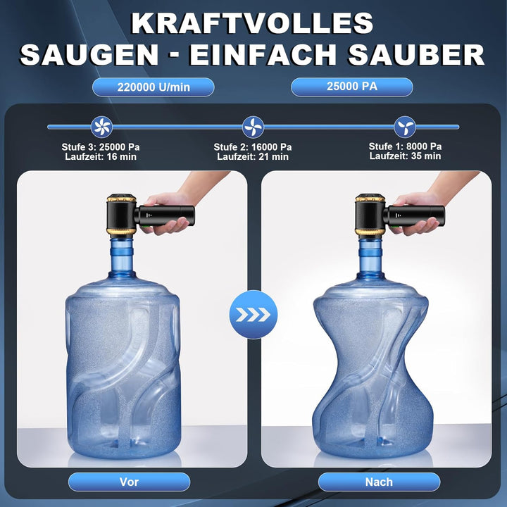 Handstaubsauger Akku 4-in-1, 25000PA Auto Staubsauger Stark, 3-Gang Handstaubsauger kabellos mit Bür