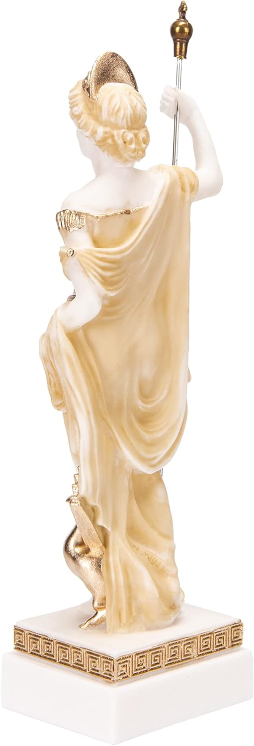 BEAUTIFUL GREEK STATUES Hera Göttin der Ehe, Frauen, Geburt und Familie, Alabaster, Goldton, 25,4 cm