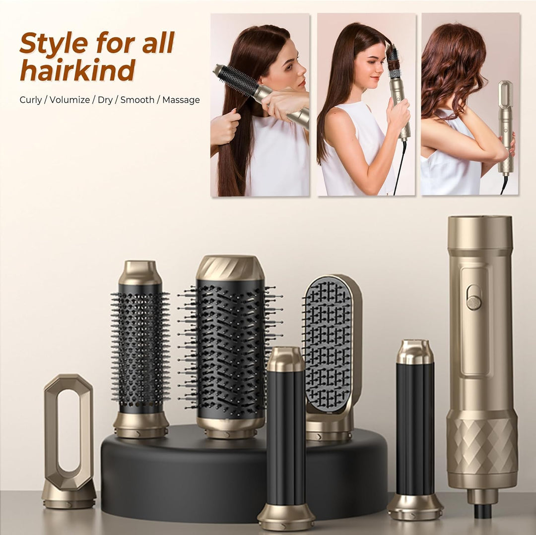 UKLISS Hairstyler 6 in 1 Airbrush Haarstyler | Pro Air Styler Set - 1000W Rundbürstenföhn, Air Curle