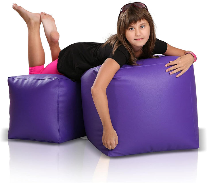 Ecopuf® Cube S Sitzpouf Quadratischer Hocker Kunstleder Sitzhocker voll mit Styroporkugeln - Puff 37