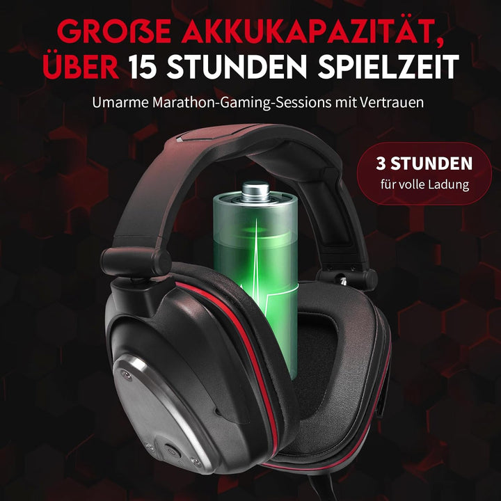 HUHD 2.4G Wireless Gaming Headset für PS4,PS4 Slim Nintendo Switch und PC Deep Bass und rotierende M