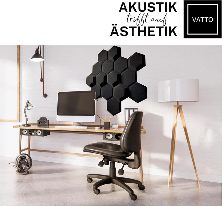 Akustikpaneele 3D HEXAGON Schallabsorber WAND - Schalldämmung - SCHALLSCHUTZ sound absorber - SCHALL