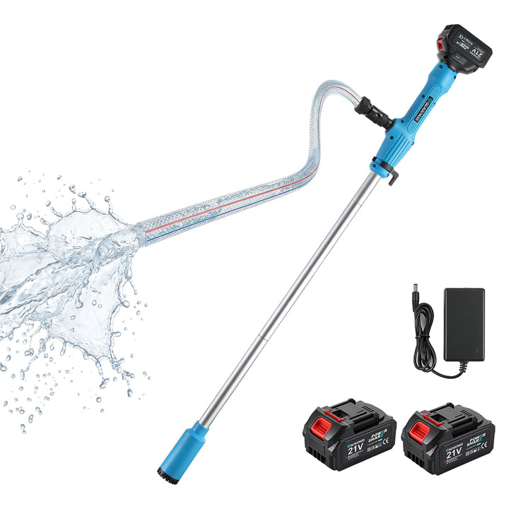 Kabellose Stab-Transferpumpe für Wasser/Diesel, 56mm Einlass unten, 2725L/h, Inkl. 2x 4,0 Ah Akku, 6