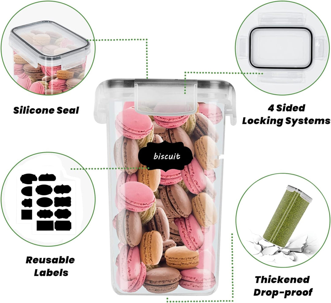 Baozun Vorratsdosen 8 Set, Aufbewahrungsbox Küche Organizer, Luftdicht Vorratsbehälter mit Deckel,Vo