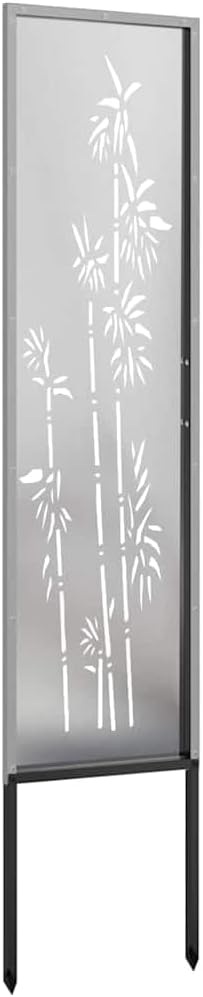 vidaXL Garten Sichtschutz-Leinwand Floral Silber 32 x 140 cm Edelstahl, Garten und Terrasse, Rechtec