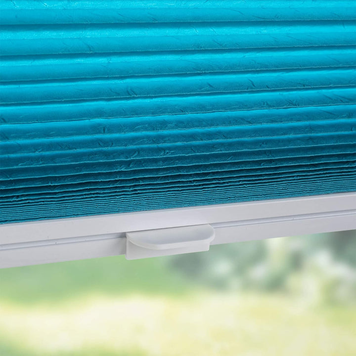 Liedeco® Plissee verspannt mit Klemmträger / 60 x 150 cm Blue Lagoon (blau) (Breite x Höhe) / lichtd