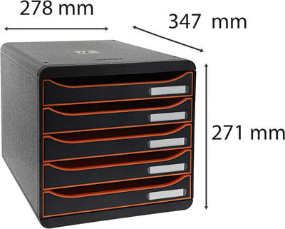 Exacompta 309988D Premium Ablagebox mit 5 Schubladen für DIN A4+ Dokumente. Stapelbare Schubladenbox