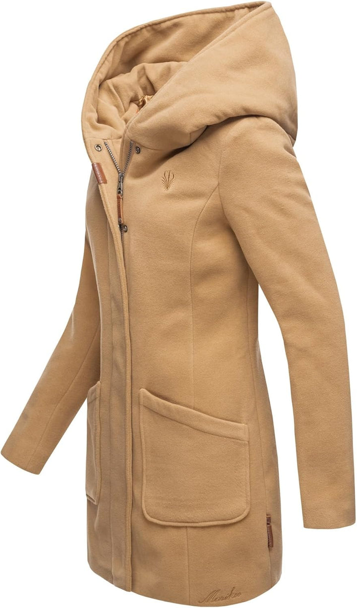 MARIKOO Damen Mantel Trenchcoat Wintermantel Übergangs Jacke Parka Lang B819 M Camel, M Camel