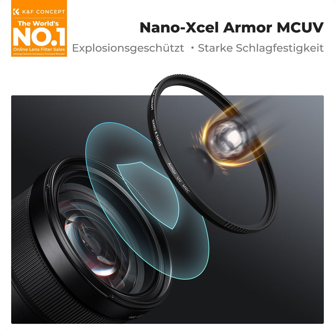 K&F Concept Nano X-Serie Armor UV Filter 46mm, Explosionsgeschützter UV-Filter Schutzfilter, 46mm