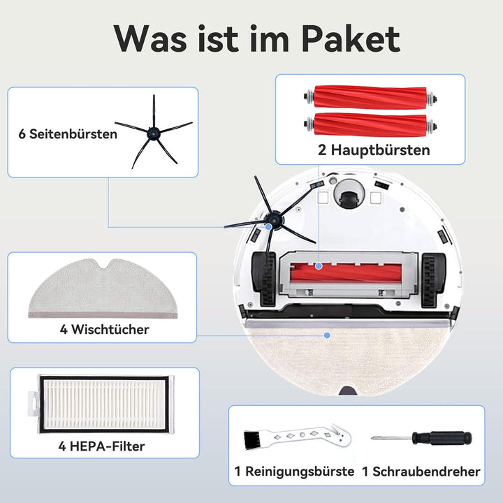 Zubehör kompatibel mit Roborock Q7, Q7+, Q7 Max, Q7 Max+ – Saugroboter Ersatzteile: 2 Hauptbürsten,