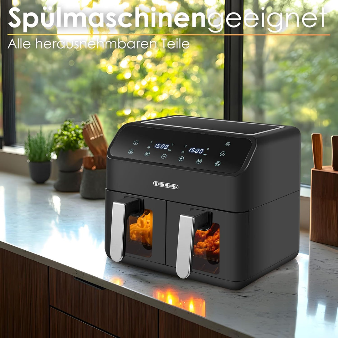 Heissluftfritteuse 2 Kammern 8 Liter Heissluftfritteuse Fritteuse Grillen Backen Dörren Dörrautomat