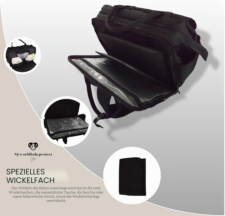 Wickelrucksack für Baby Mädchen &amp; Jungen, MOM&amp;BABY BAG Wickeltasche, Handtasche für Mama &amp; Baby, Was