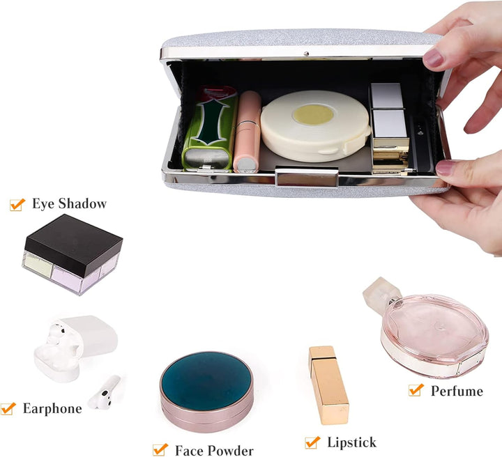 CORIOS Damen Clutch Abendtasche mit Pailletten Clutch Tasche mit Kette Glitter Handtasche Glänzend S