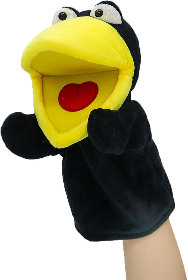 lilizzhoumax Krähe Handpuppe Kuscheltier Tier Rabe Kawaii Niedliches Rollenspiel interaktives Früher