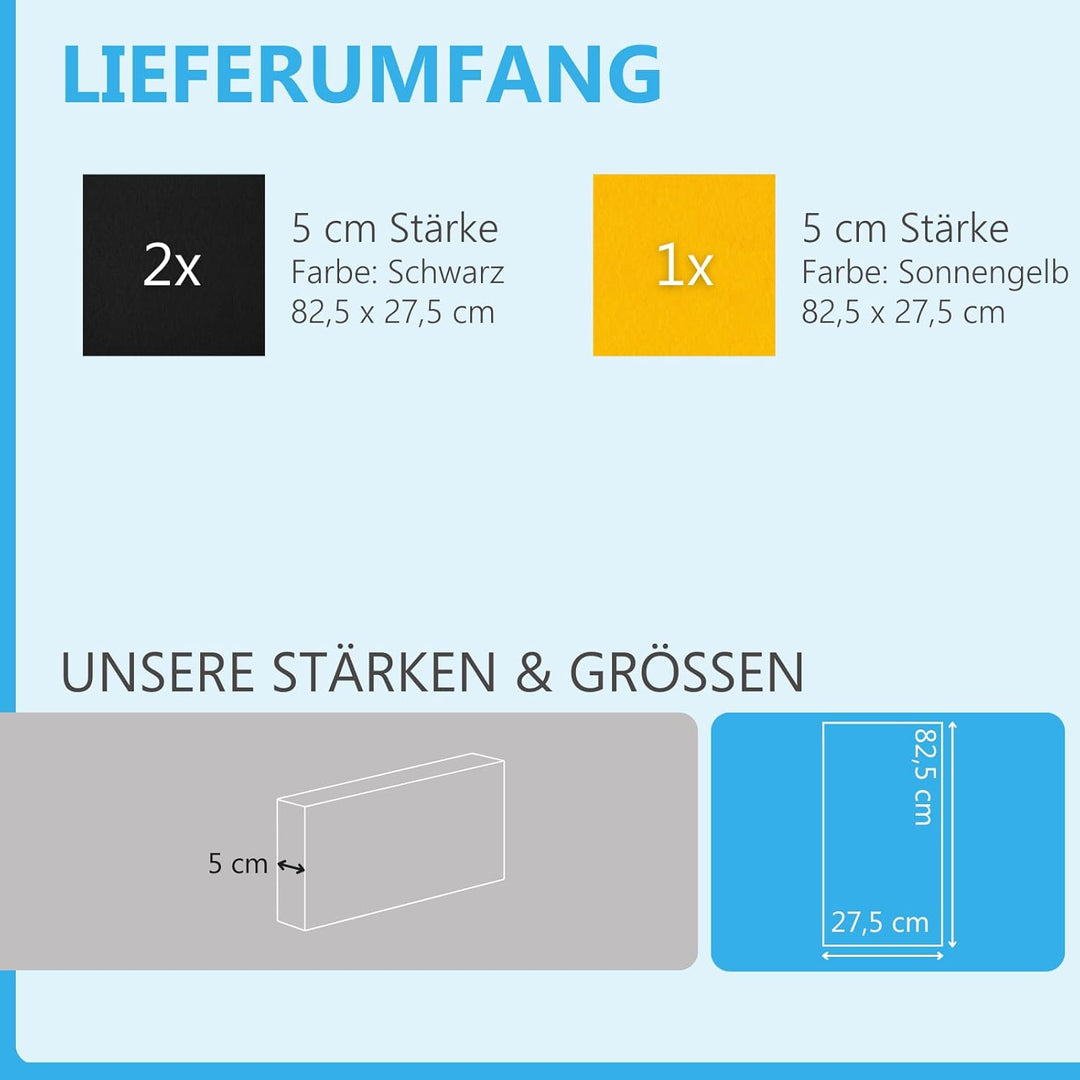 platino24 Schallabsorber COLORE aus Basotec G+ I Akustikpaneele mit Akustikfilz I 3 Wand-Paneele in