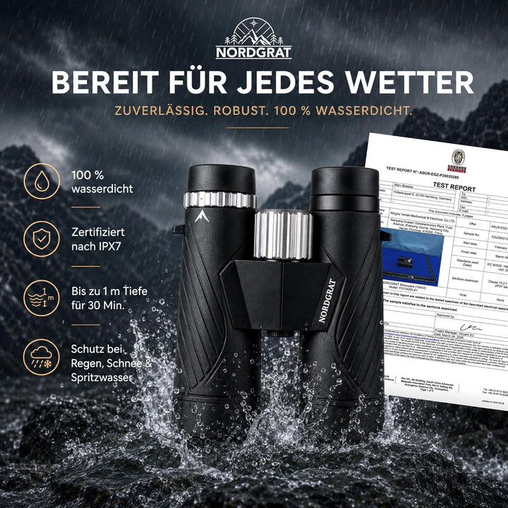 Fernglas 10x42 für Erwachsene – IPX7 wasserdicht, BAK-4-HD-Prisma, FMC-Linsen, phasenkorrigiert, für