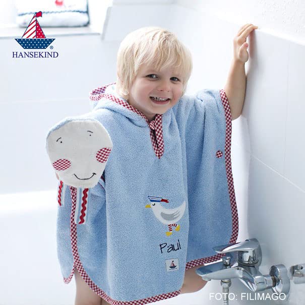 Hansekind Poncho, hellblauer Frottee, Möwe, 1-4 Jahre