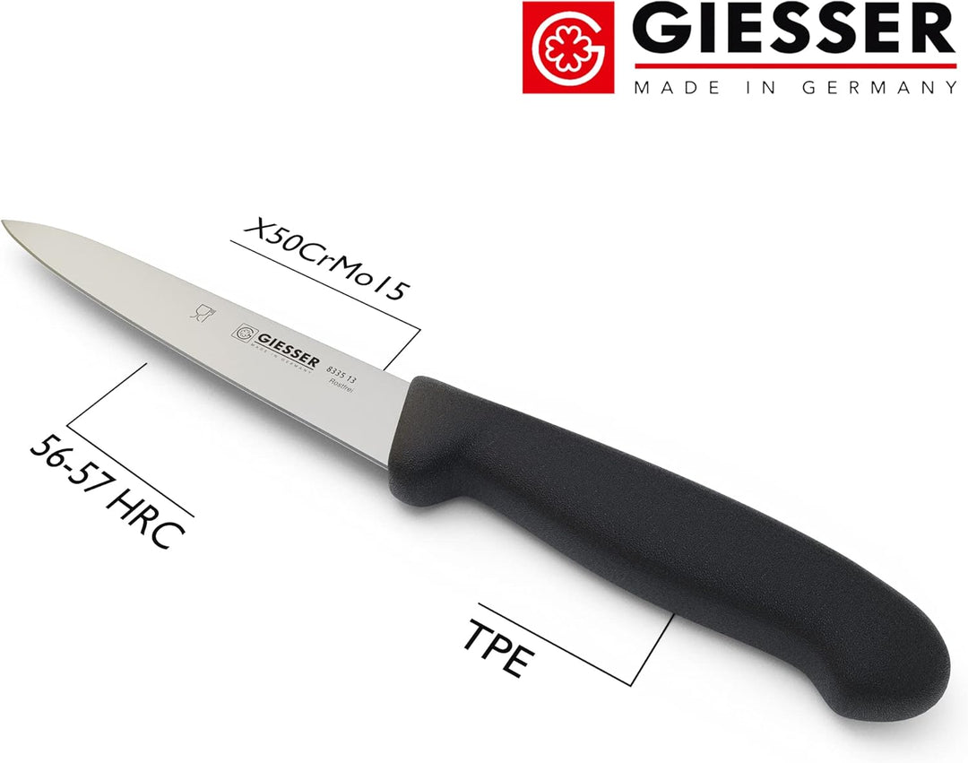 Giesser seit 1776 - Made in Germany - Allzweckmesser schwarz, Basic Black, Klinge 13 cm, rutschfest,