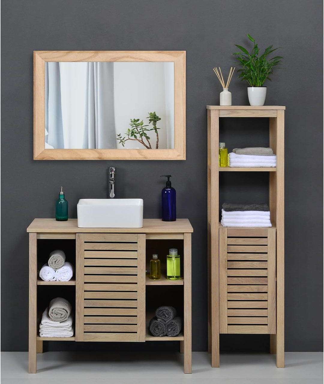 AAZZKANG Spiegel Wand Rustikaler Holzrahmen Vintage Spiegel 50x40cm Badezimmer Schlafzimmer Dekorati