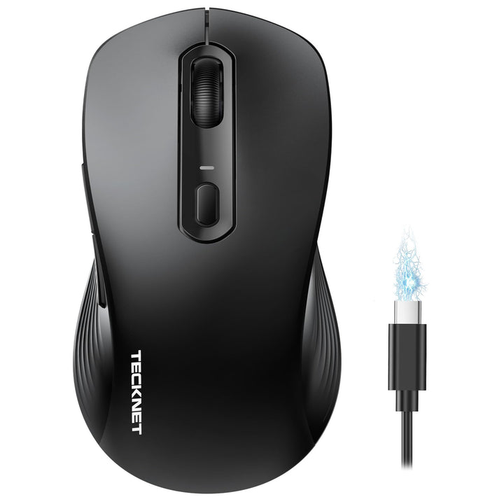 TECKNET Bluetooth Maus, PC Maus Kabellos, Wiederaufladbar Computer Maus 4800 DPI, (BT 5.0/3.0+2.4 GH