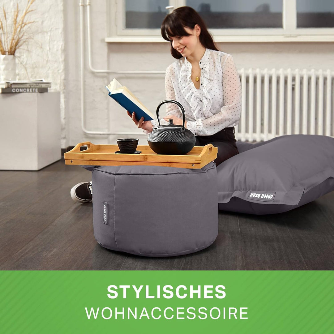 Green Bean Sitzsack-Hocker 45x25cm mit EPS-Perlen Füllung - Fusshocker Fusskissen Sitz-Pouf für Sitz