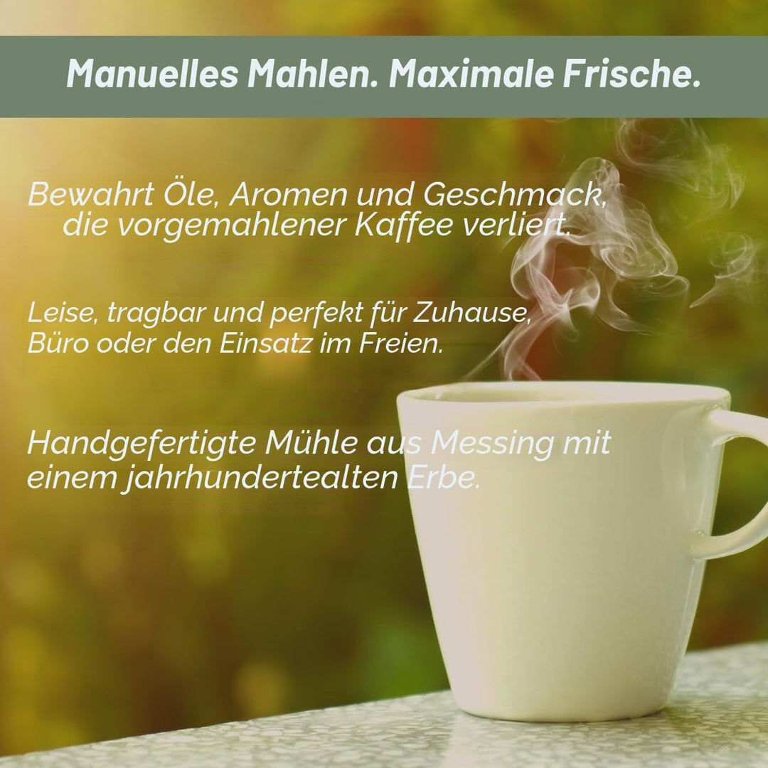 Manuelle Kaffeemühle, 22.9 cm, handgefertigt, Messing, manuelle Bohnenmühle mit verstellbarer Handku