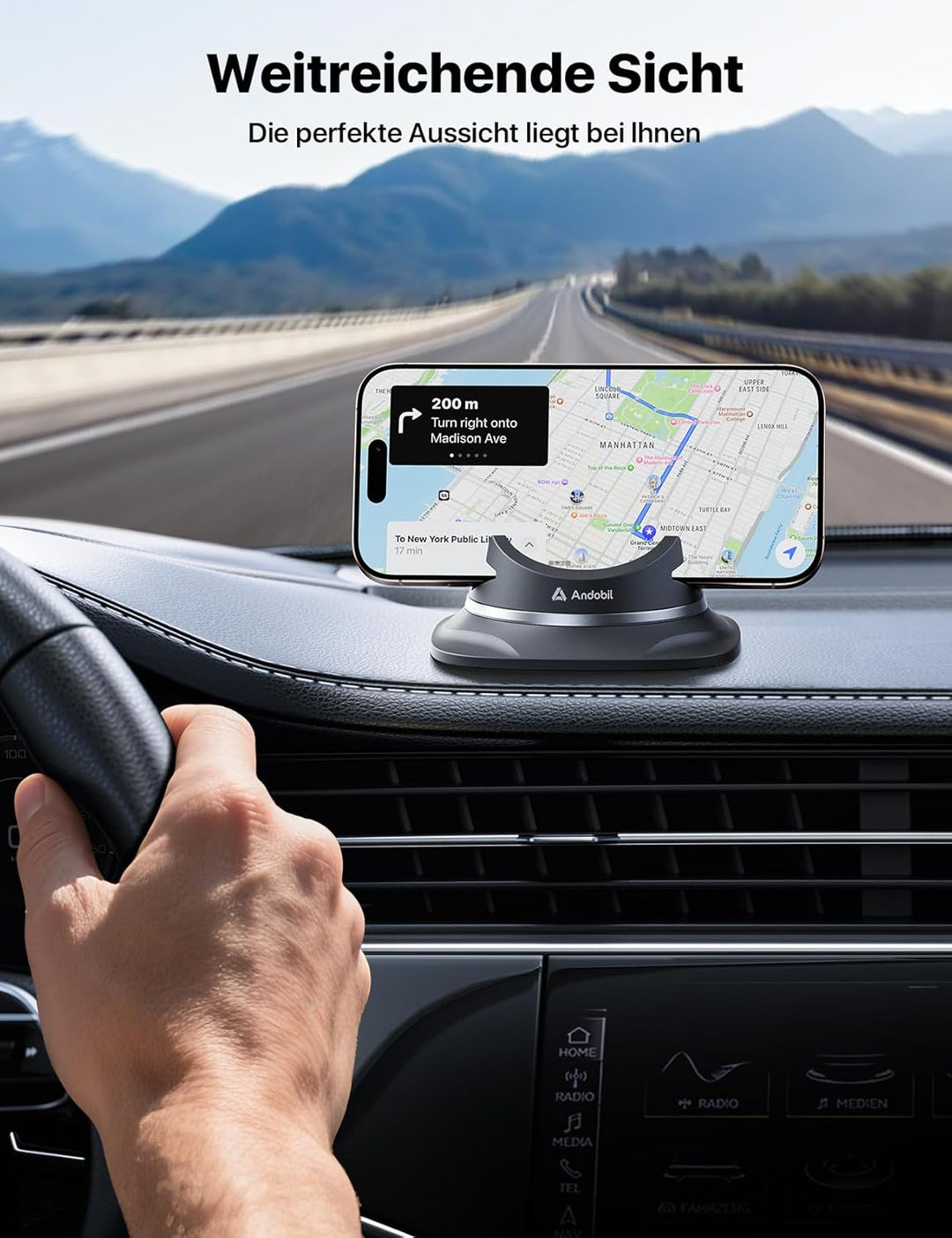 andobil Handyhalterung Auto Handyhalterung [ 2023 Einfach zu Benutzen ] Handy Halterung Auto Armatur