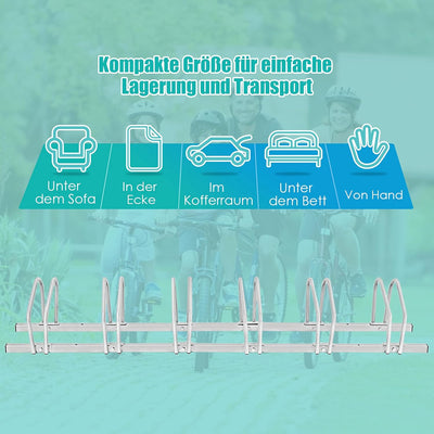 COSTWAY Fahrradständer Standparker Bodenständer Aufstellständer mit 4/5/6 Fahrrad Stellplätze, Mehrf