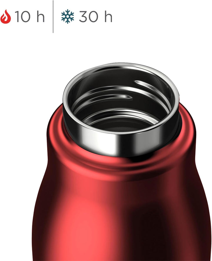 Zoku Trinkflasche 350 ml, Edelstahl, Rot, 6.7 x 6.7 x 21 cm, 1 Einheiten, Rot