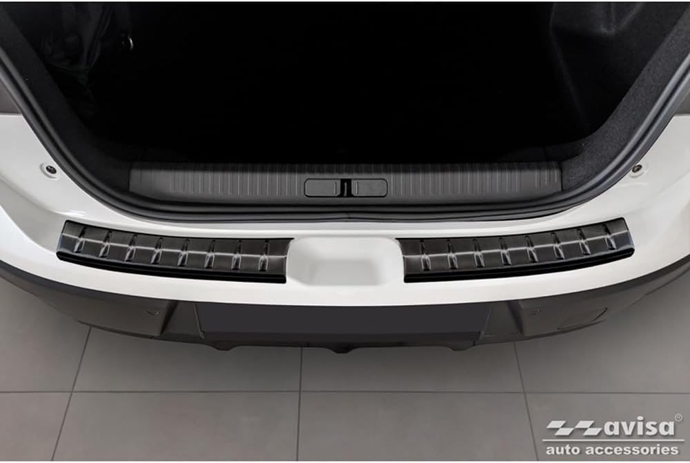 Avisa Schwarz Edelstahl Heckstossstangenschutz kompatibel mit Citroën C4 X 2023- 'Ribs' (2-teilig)