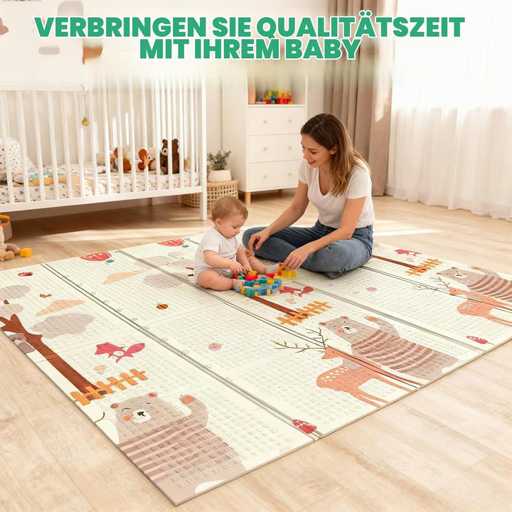 Soontrans Krabbelmatte Baby, Spielmatte Baby Faltbar, 200x180x1cm, Play Mat for Babies Doppelseitige