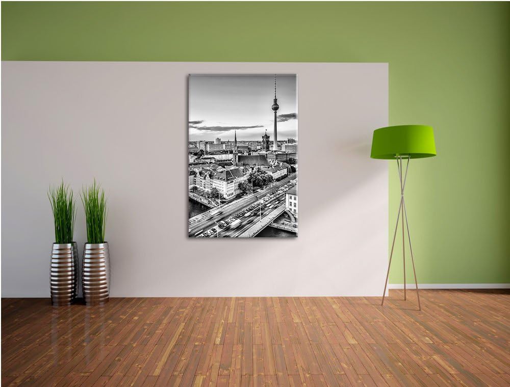 Pixxprint Monocrome, Skyline von Berlin, Format: 100x70 auf Leinwand, 100x70