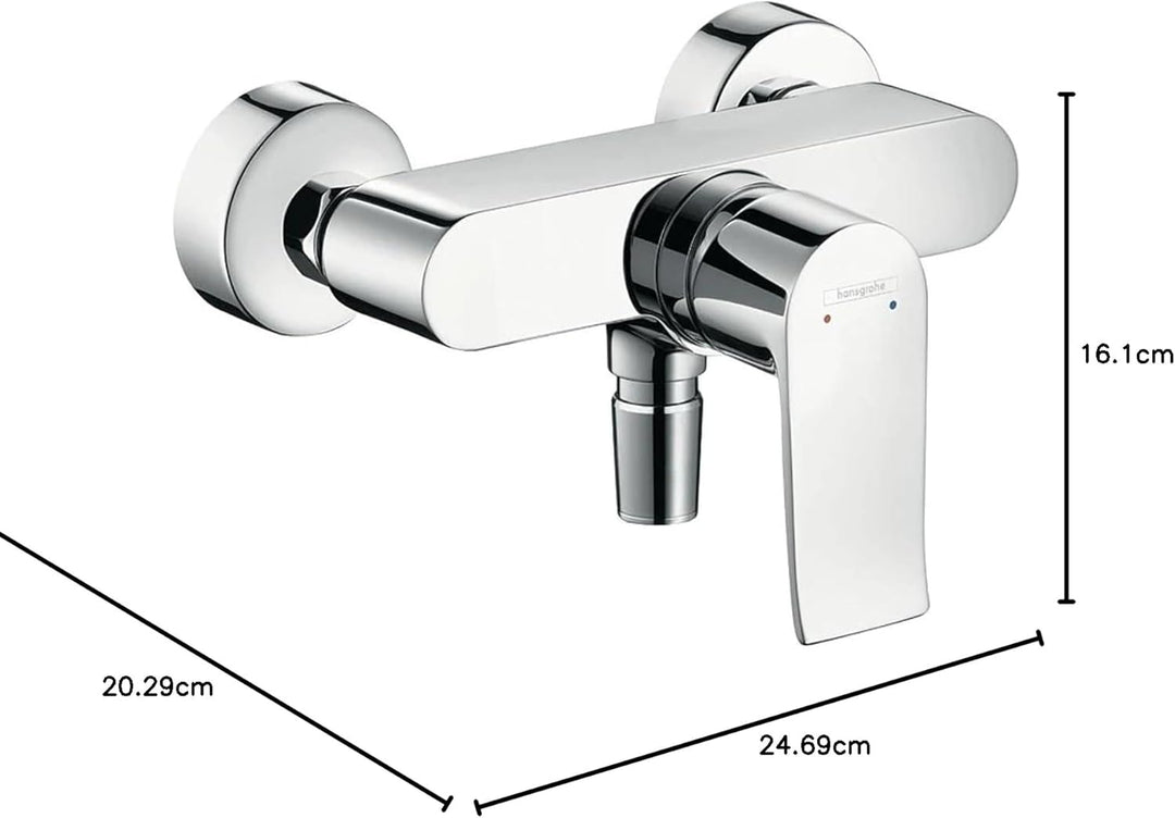 Hansgrohe Duscharmatur Metris, 31680, Aufputz Einhebel-Brausemischer mit Boltic-Verriegelung, Kerami