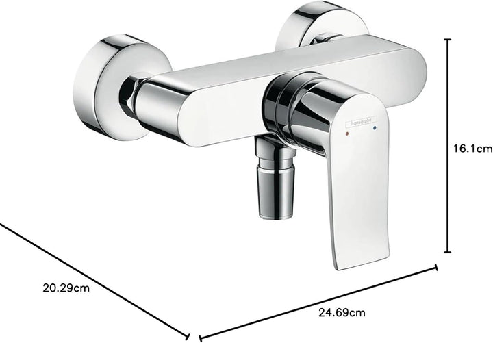 Hansgrohe Duscharmatur Metris, 31680, Aufputz Einhebel-Brausemischer mit Boltic-Verriegelung, Kerami