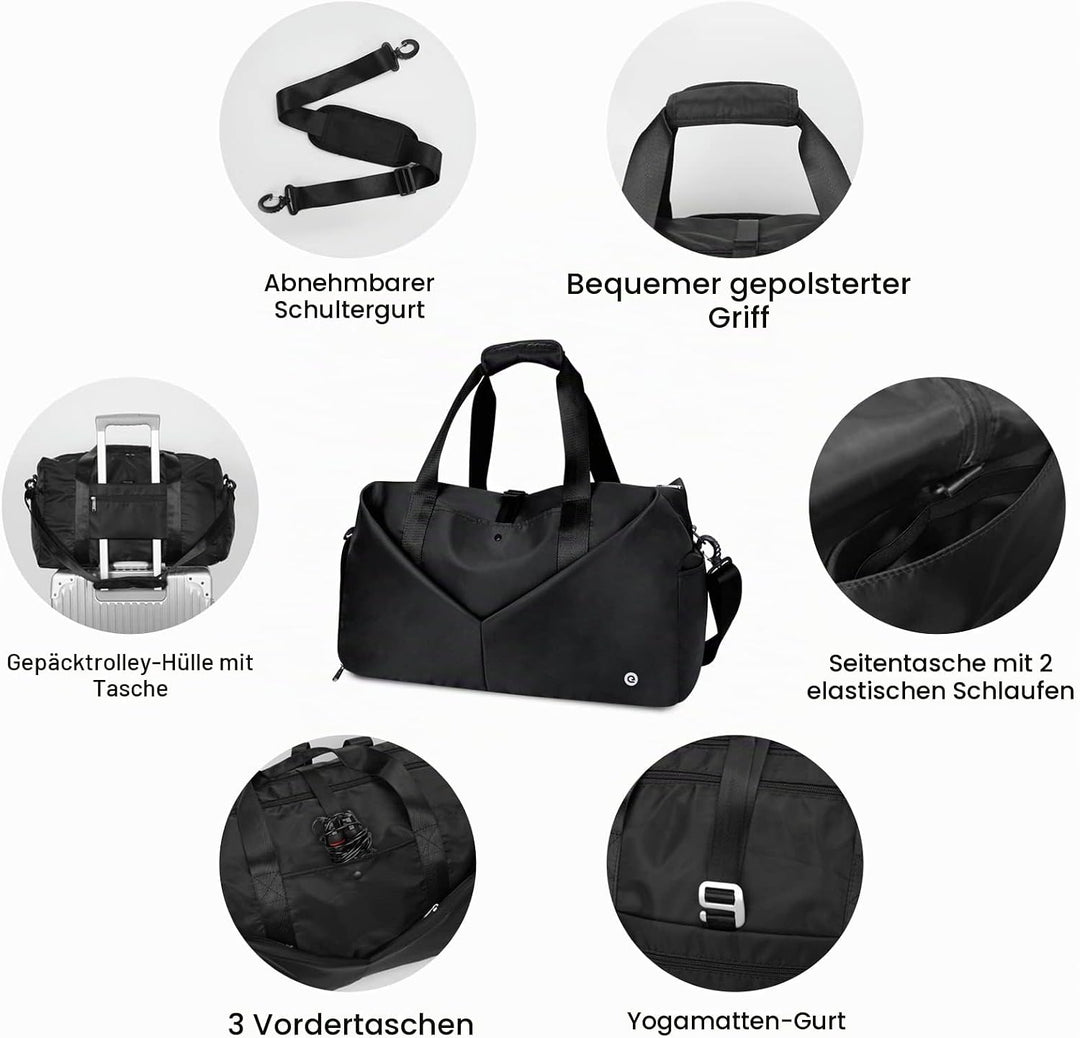 Ceneda Sporttaschen Klassische Reisetasche mit Schuhfach und Kulturtasche Sporttasche Damen Herren T