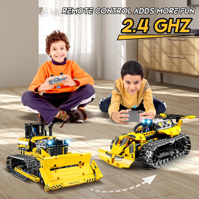 INSOON 3 IN 1 Ferngesteuertes Technik Auto Bauspielzeug Set - 452 Stück Bulldozer, Kipplaster, Raupe