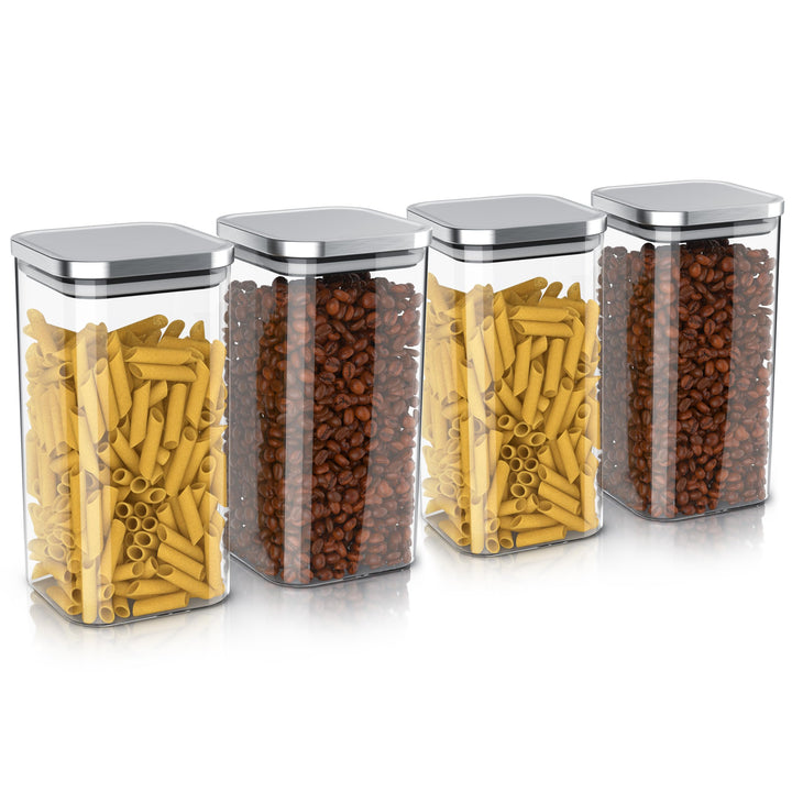 Arendo - Vorratsbehälter 1650ml mit Deckel Edelstahl - 4er Set - Behälter aus Glas – hitzebeständig