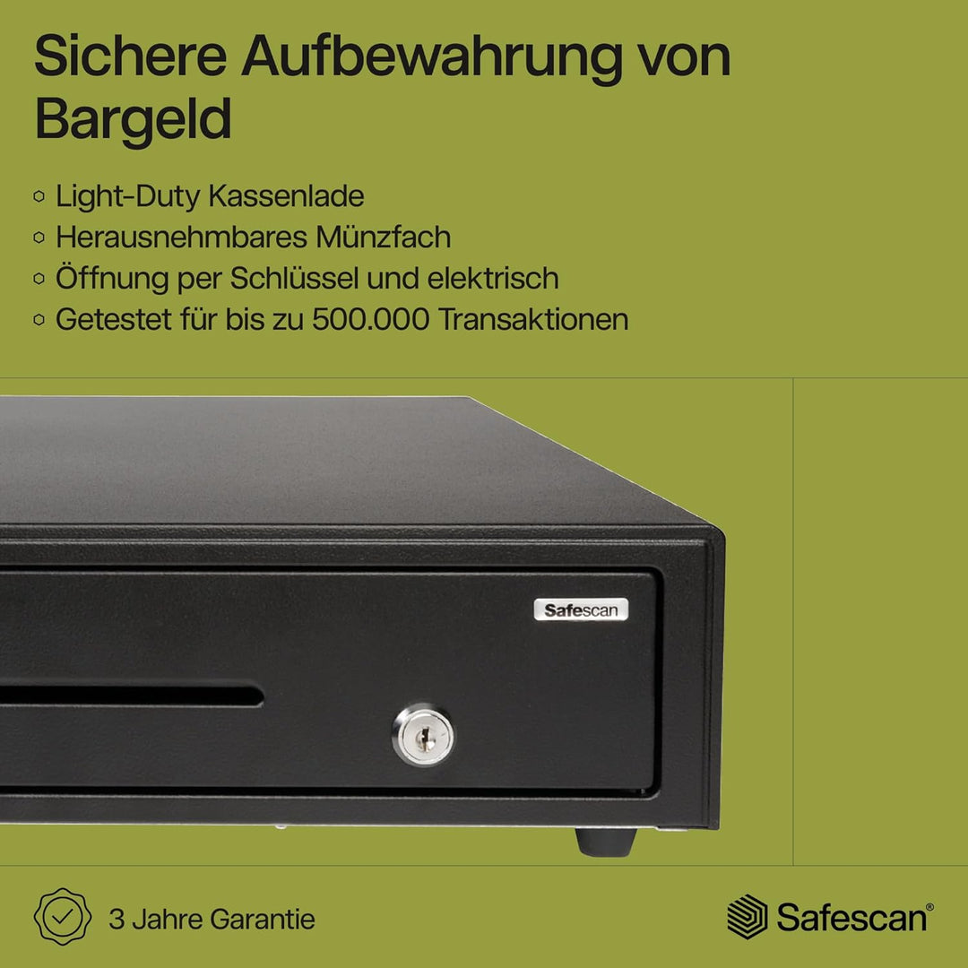 Safescan LD-3336 Light-Duty Kassenschublade mit 3 Fächern für Banknoten und 8 für Münzen - Kassenlad