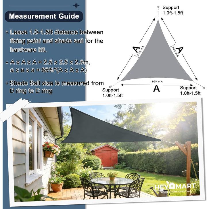 Sonnensegel Dreieck 2,5 x 2,5 x 2,5m Wasserdicht Sonnenschutz inkl Befestigungsseile PES Polyester m